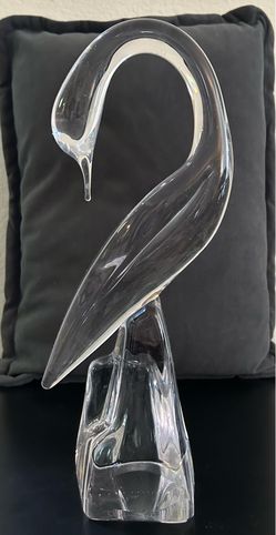 Daum France ~15in large crystal bird sculpture
