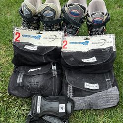 «His & Hers» K2 Inline Skates Bundle - Sizes 10.5 & 8.5 + 2 Protection Sets