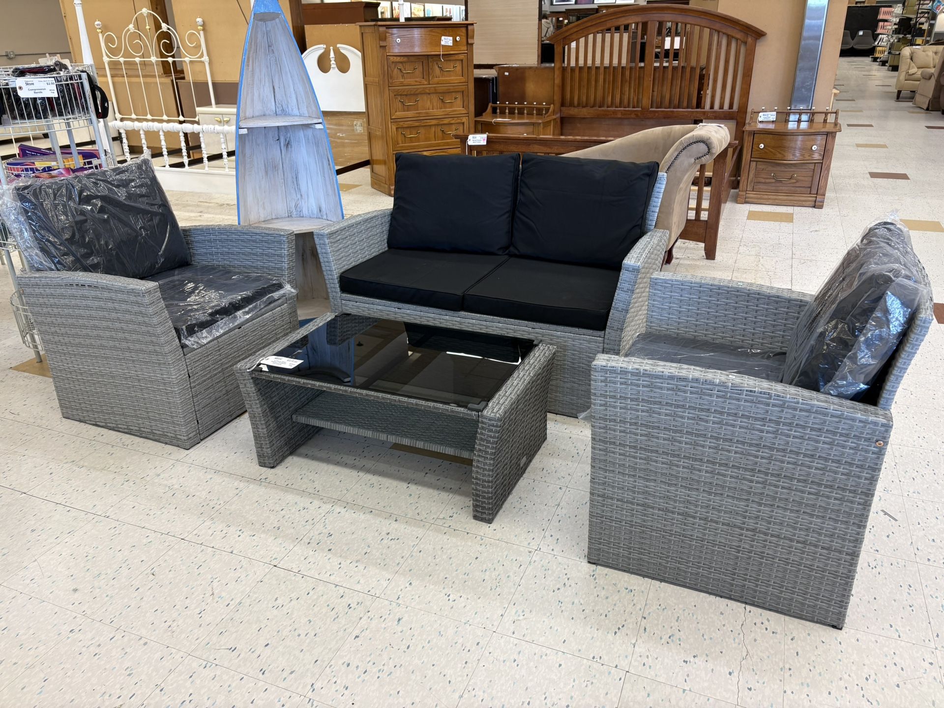 Brand New 4 Piece Gray Outdoor Patio Set