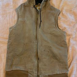 Carhartt Duck Work Vest Hooded Insulated Lined Quilt 100121211 Men’s Size Medium