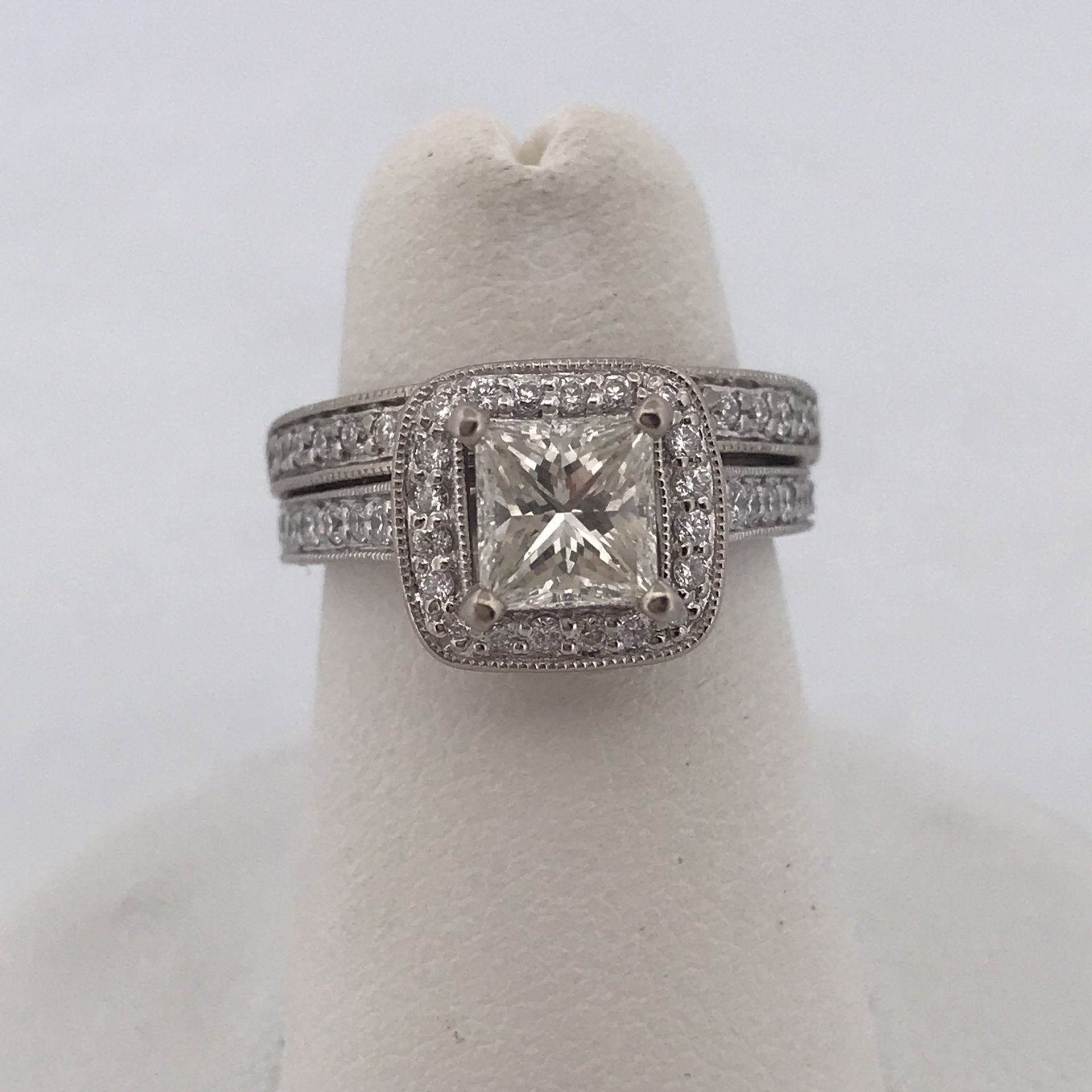 14k white gold 1.50ct diamond ring set size 4.5