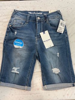 WallFlower Insta Soft Distressed Denim Bermuda Shorts