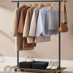 Clothes Rack With Bottom Wooden Storage Space