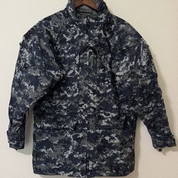 US Navy Jacket Mens Medium Regular Working Parka Field Coat Blue Digital Camo