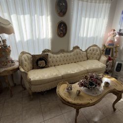  Victorian Era Style Love Seat With Two Chairs & Table.