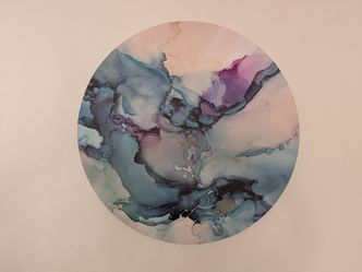 misc art, side tables, rug