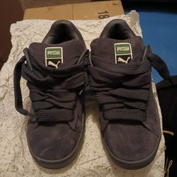 , Puma Suede XL Splatter Sneakers Dark Gray Size 8 Men Excellent Condition Never Worn Been Packed Up In Storage Just Like New They Are New