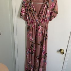 Floral Pink Maternity Dress-Medium