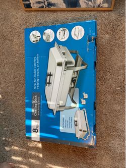 Full tray chafing dish with folding holder and 2 fuel holder