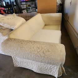 White Couch Flower Design 2