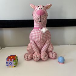 Toy Factory Scooby Doo Stuffed Animal Plush Pink Plaid Cartoon Dog 