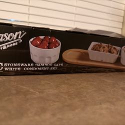 NEW / Unused: Mason Craft & More 4PC Stoneware Bamboo Condiment Set OBO