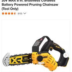 20V MAX 8 in. Brushless Cordless Battery Powered Pruning Chainsaw (Tool Only)