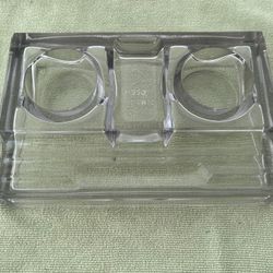 Art Deco Sengbusch #320 Clear Thick Glass Dual Inkwell 1920’s Pen & Pencil Tray