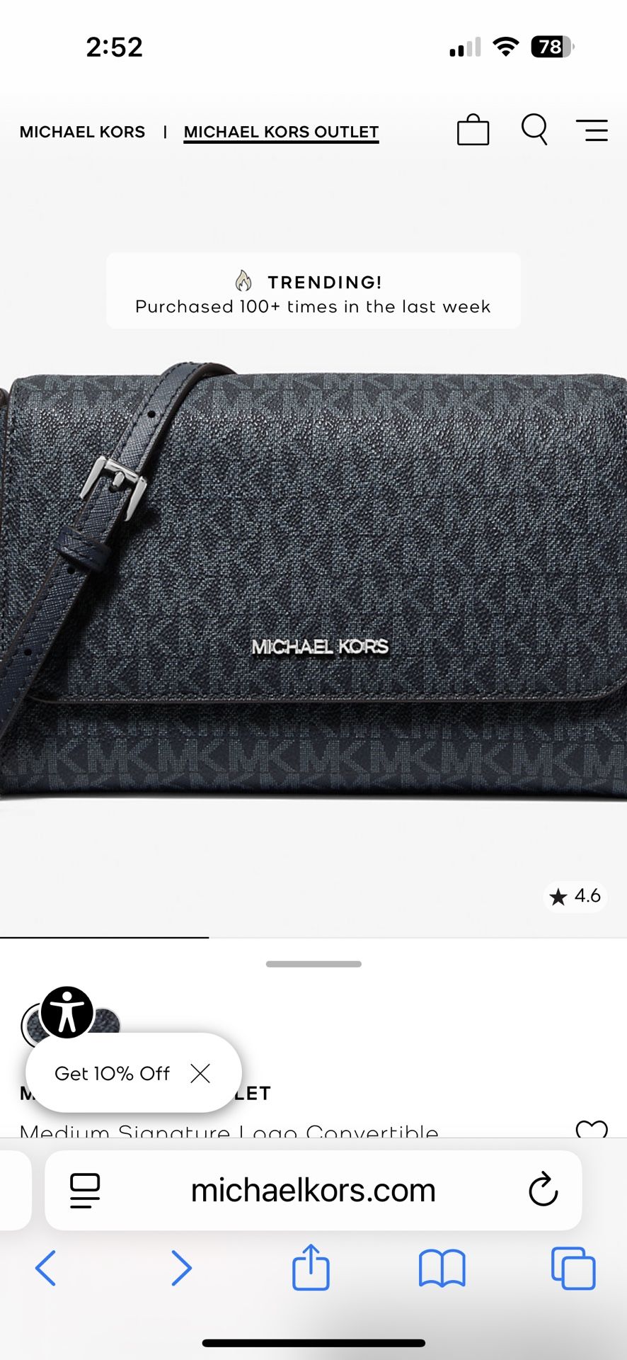 Michael Kors Medium Signature Logo Convertible Crossbody Bag