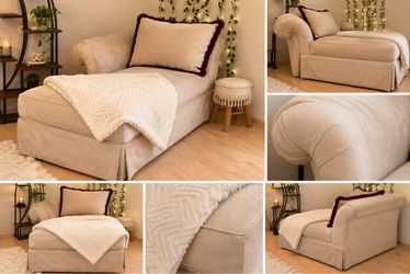 Cream Chaise Lounge Chair