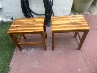 Two wood small side tables