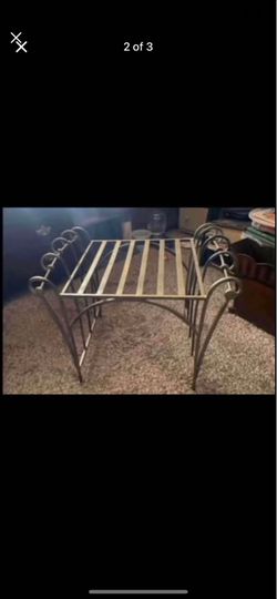Vintage Like New Heavy, Sturdy Gold Wrought Iron French Vanity Stool. Price firm