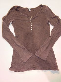 Old Navy Women’s Long Sleeve Top Size S Brown Button Neck
