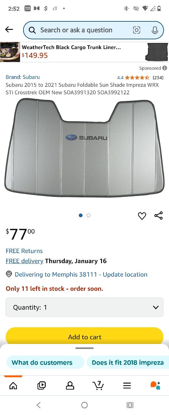 Subaru Sun Shade