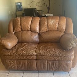 Brown Leather Loveseat