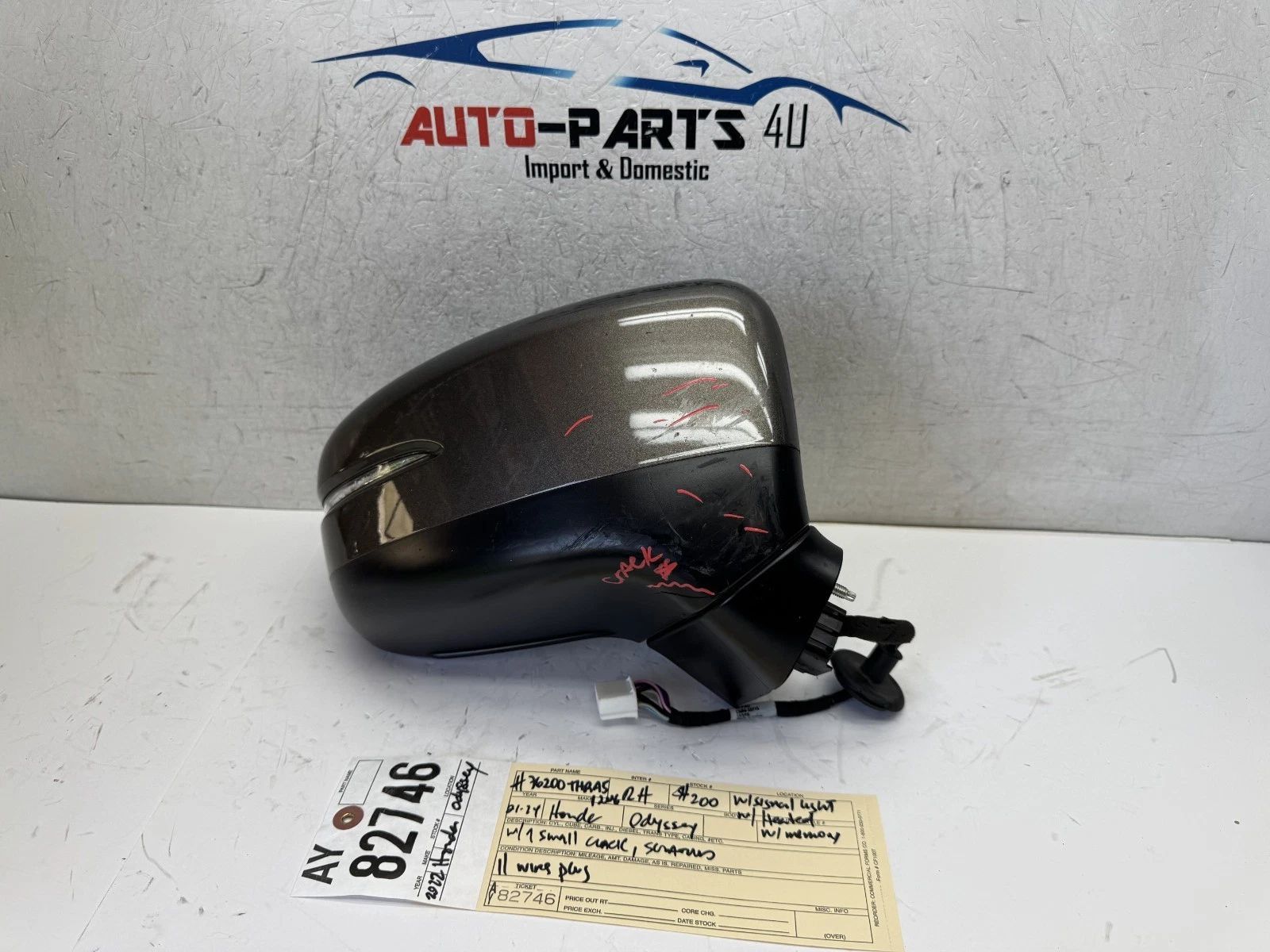 11wires 2021 - 2022 - 2024 HONDA ODYSSEY RIGHT PASSENGER MIRROR OEM AY82746 w/heated