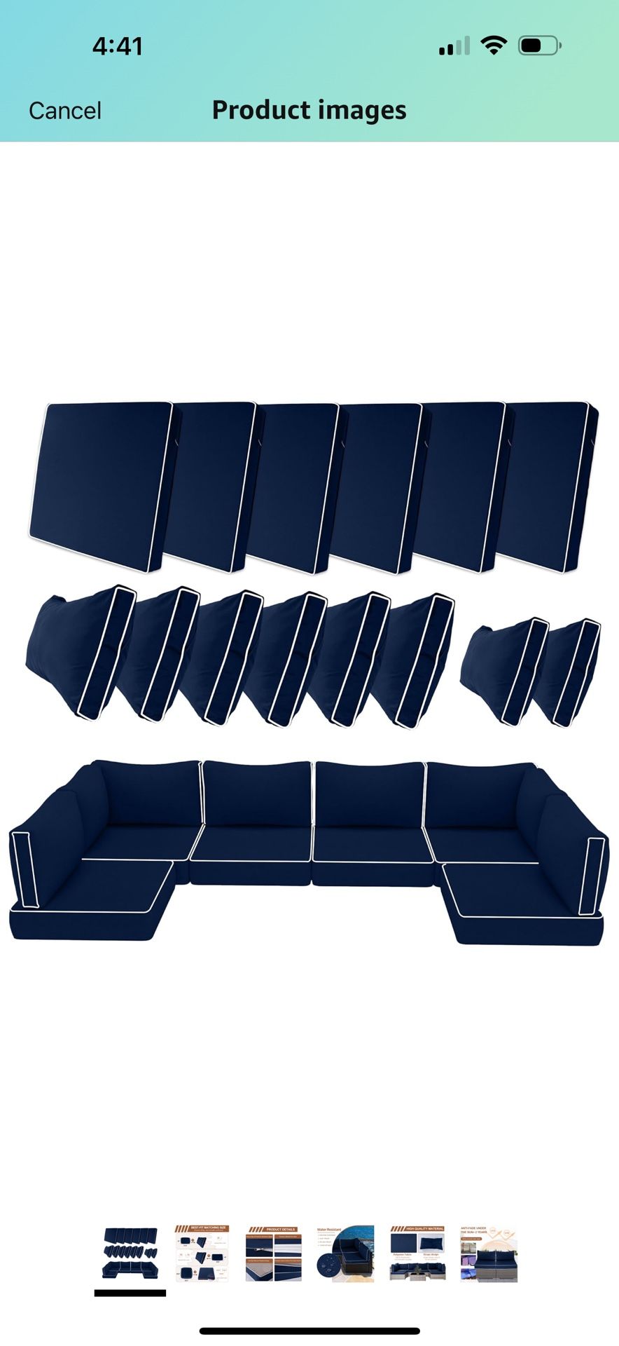 14 Piece Outdoor Patio Cushion Covers Replacement, Waterproof Outdoor Furniture Cushion Covers, Fit 7 Pcs 6 Seater Wicker Rattan Conversation Sofa Set