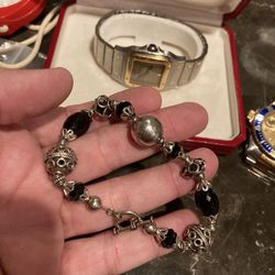 Bracelet Silver 925 And Black Crystals