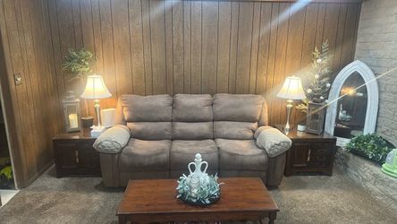 Brown Microfiber Reclining Sofa