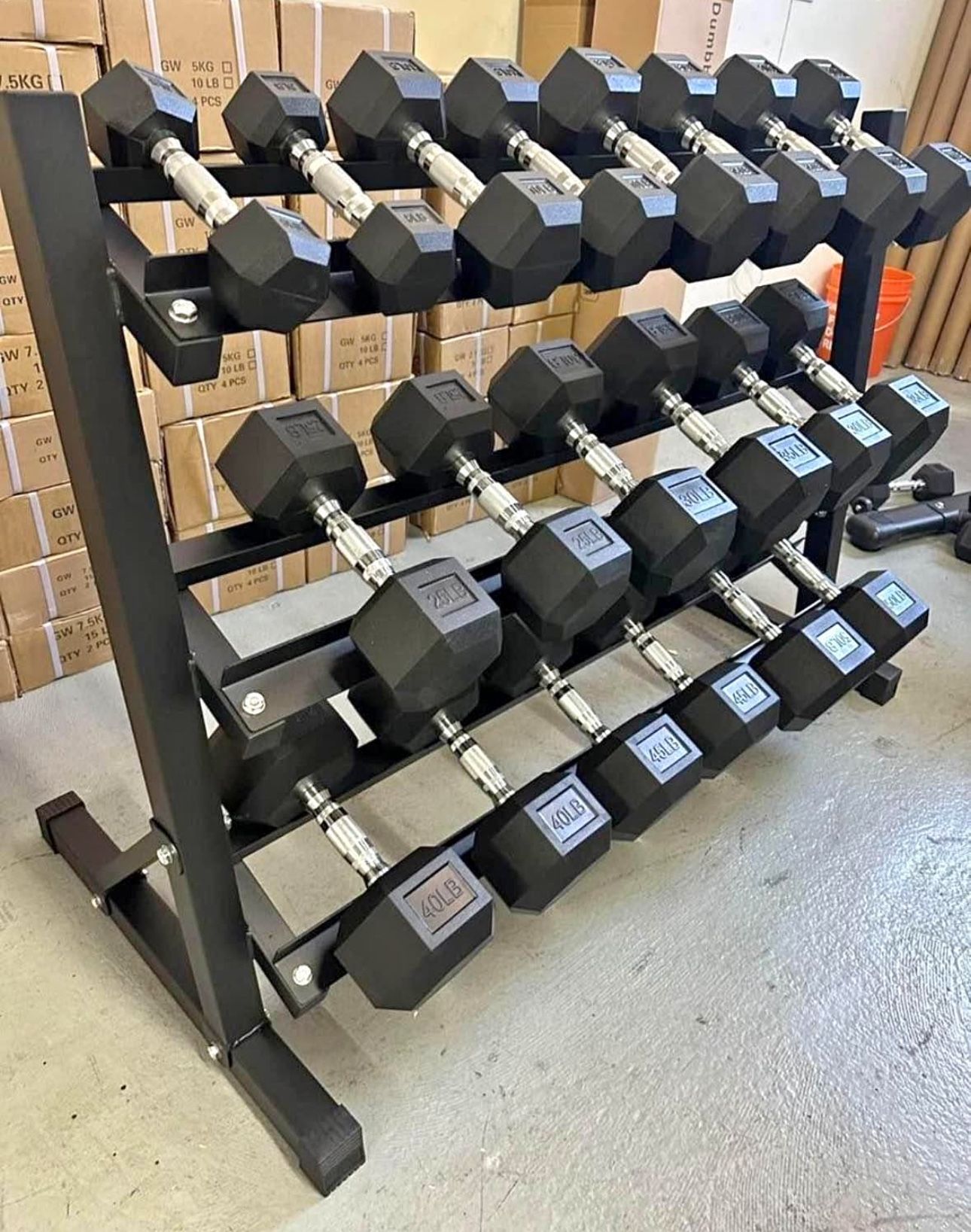5-50lb rubber hux dumbbell set