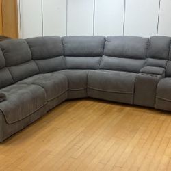 Labor Day sale now. Alejandro gray reclining sectional only $1499. Easy finance option. Same day delivery.