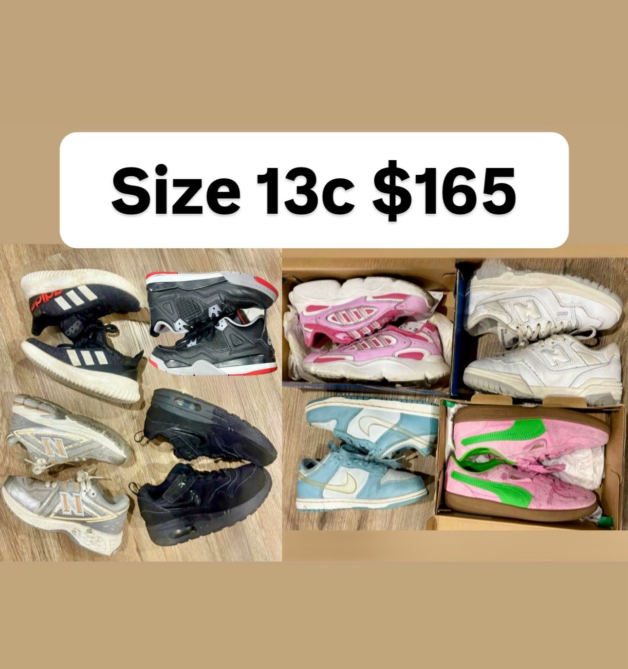 Jordan’s Nikes New Balance Pumas Adidas All 13c Kids For $165