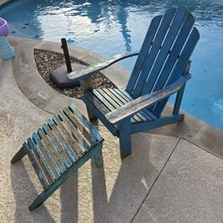 2-Piece Wooden Outdoor Adirondack Chair with Foot Stool