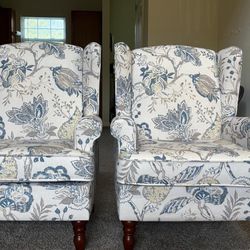 AIDDAN 29'' Wide Wing Back Set Of 2 Armchairs with Solid Wood Legs 
