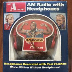 Vintage A-Team B.A. Baracus AM Radio with headphones NEVER OPENED