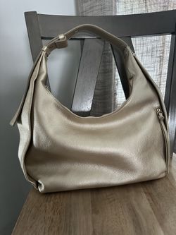 Elegant Gold 100% Genuine Real Leather Purse Hobo Shoulder Barcelona Bag