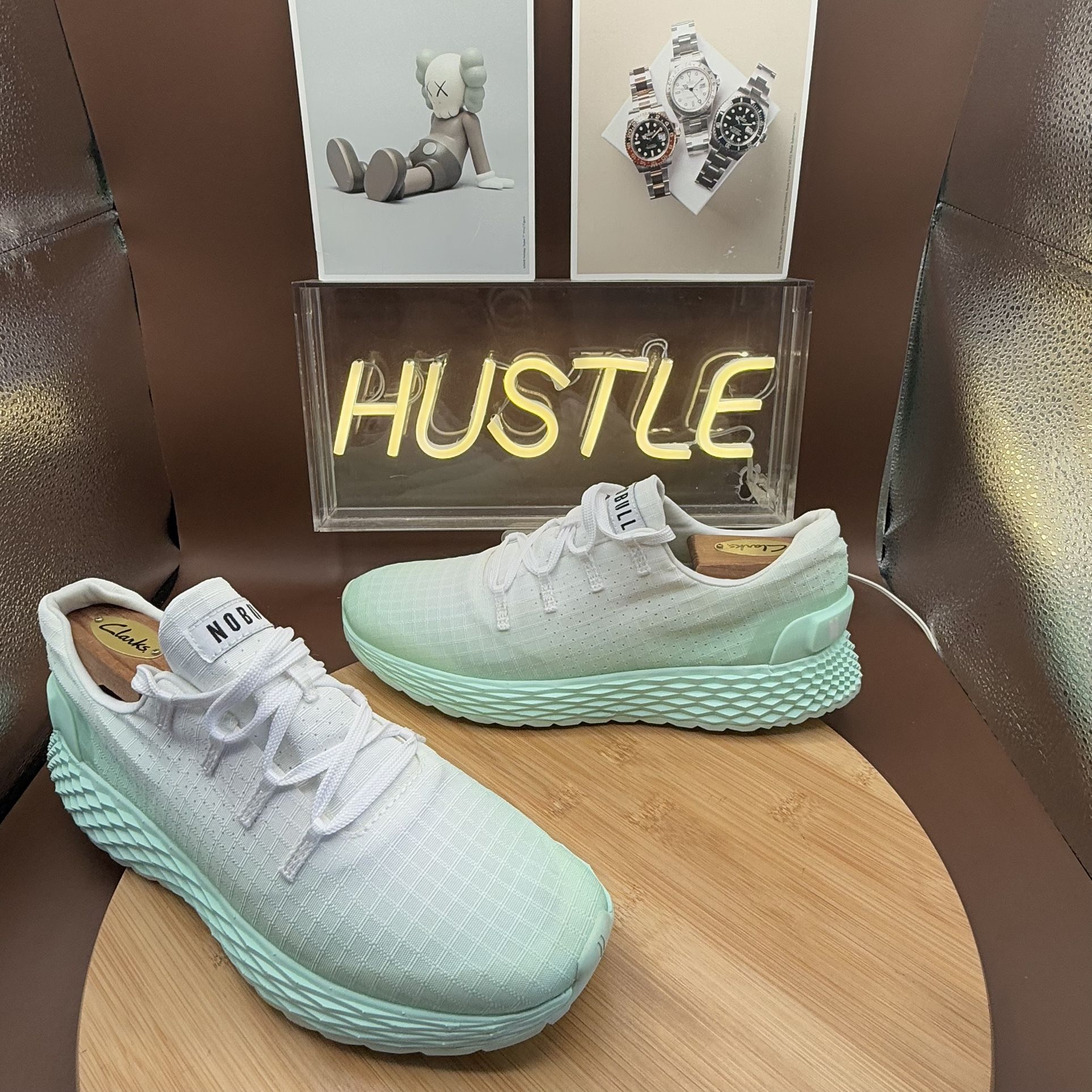 NOBULL Unisex Ripstop Runners White Teal Ombre Mens 6.5/ Womens Sz 8