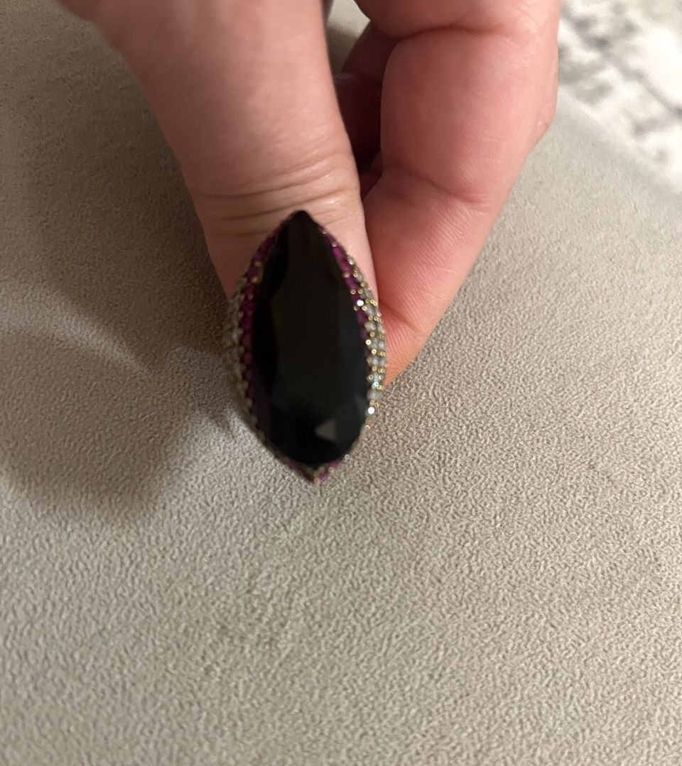 Large Garnet With CZ And Ruby Stones Size 8.5 Silver Orbit Ring Pick Up In Gaithersburg Md20877