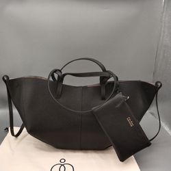 Polene CYME CAMEL TEXTURED LEATHER Tote Bag