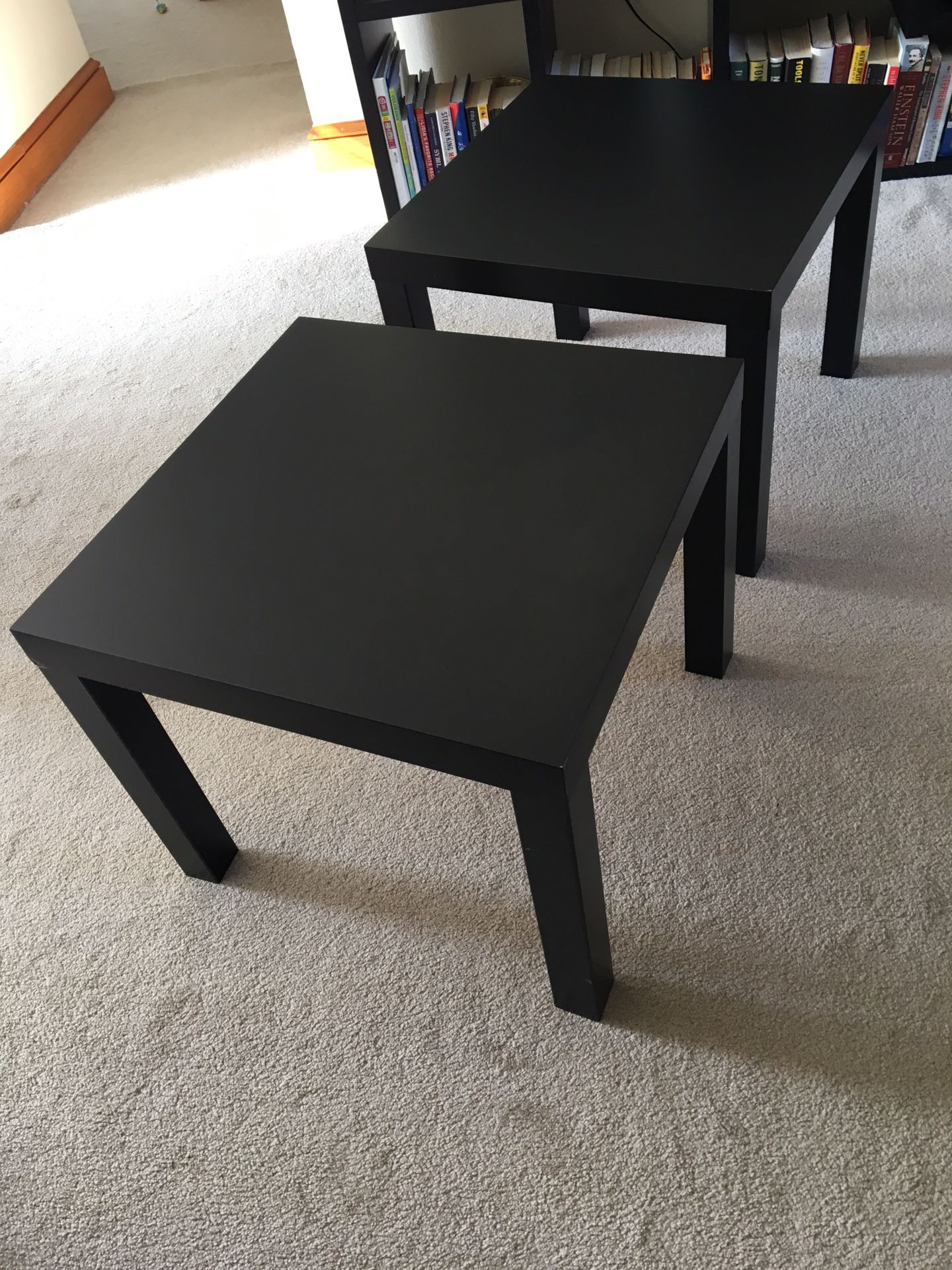 Two black IKEA side tables