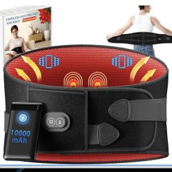 Cordless heating Pad for Back Pain Relief, 10000mAh, Battery, Portable Heat Belt  New
