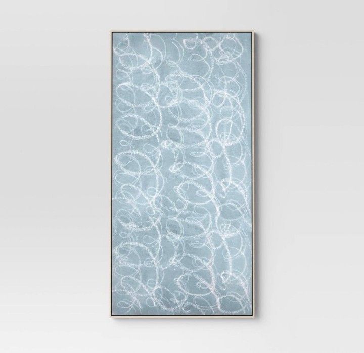 Brand New 47"X 24" Squiggles Framed Printed Canvas Blue- Threshold