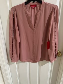 XL Jennifer Lopez Women's Pink Blouse with Grommet Sleeves