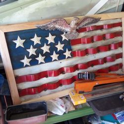 Wood Framed Metal Americana/Texas Flag (2 styles)