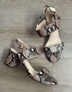 Cole Haan Women’s Sandals Heels Black Tan Avani City Leather Slingback Snake 11