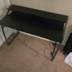 Carbon Fiber Computer Desk W/ 3x USB A Ports, And Monitor Stand