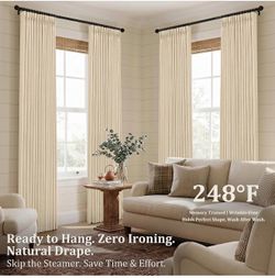 Pinch Pleated Linen Curtains 96 Inch