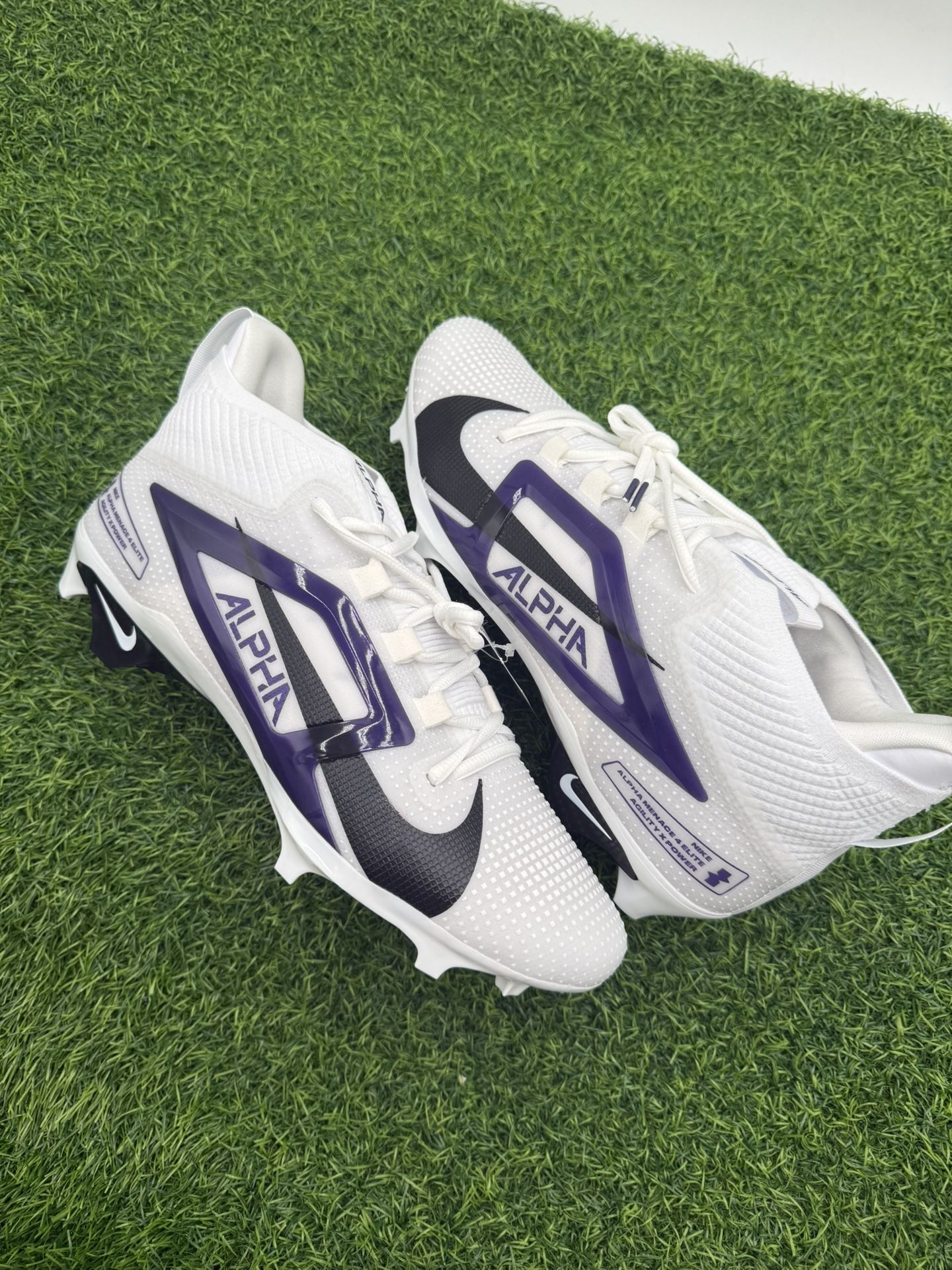 New Nike Alpha Purple White Football Cleats Size 12.5