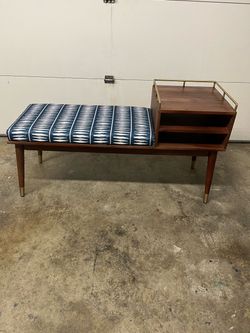 Mid-Century Modern Bench with Side Storage Unit