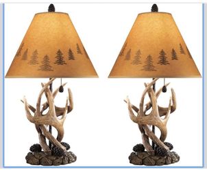 Signature Design by Ashley Derek Rustic Cabin Antler Lamp Set, 2 Count, Brown